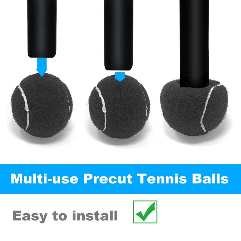 URBEST Walker Tennis Balls 4pcs Precut Heavy Duty Tennis Balls for Walkers, Pre Cut, Black - Image 3